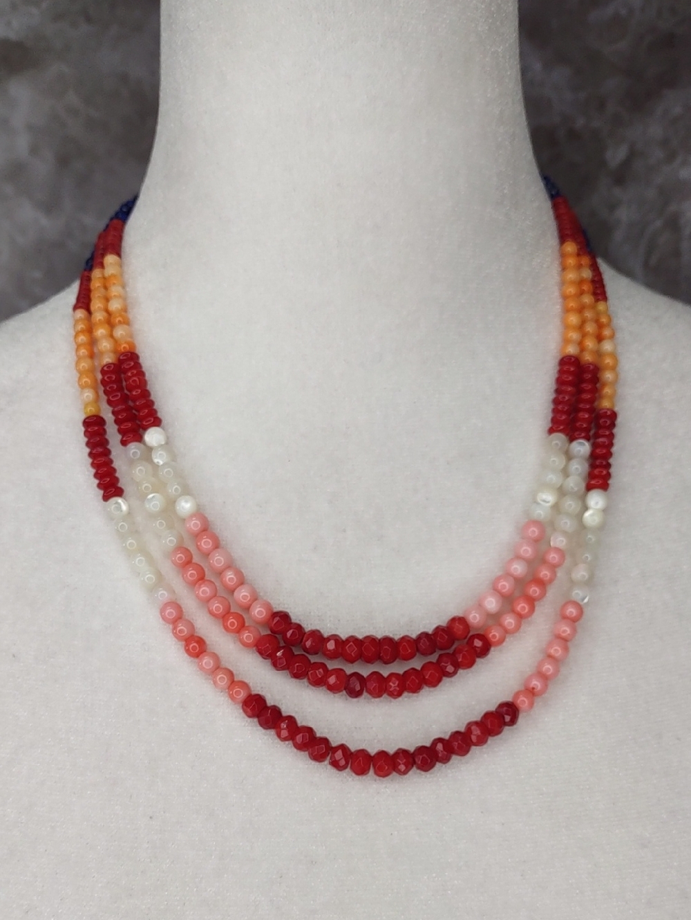 Jay King Triple Strand Layered Gemstone Necklace
